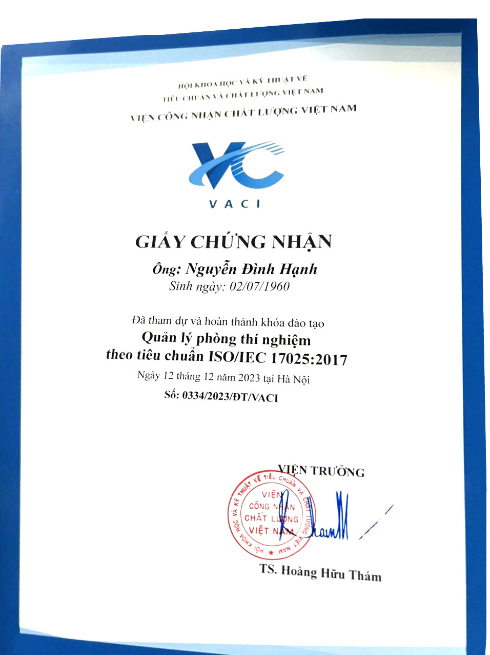 Chứng chỉ ISO - Nguyễn Đình Hạnh