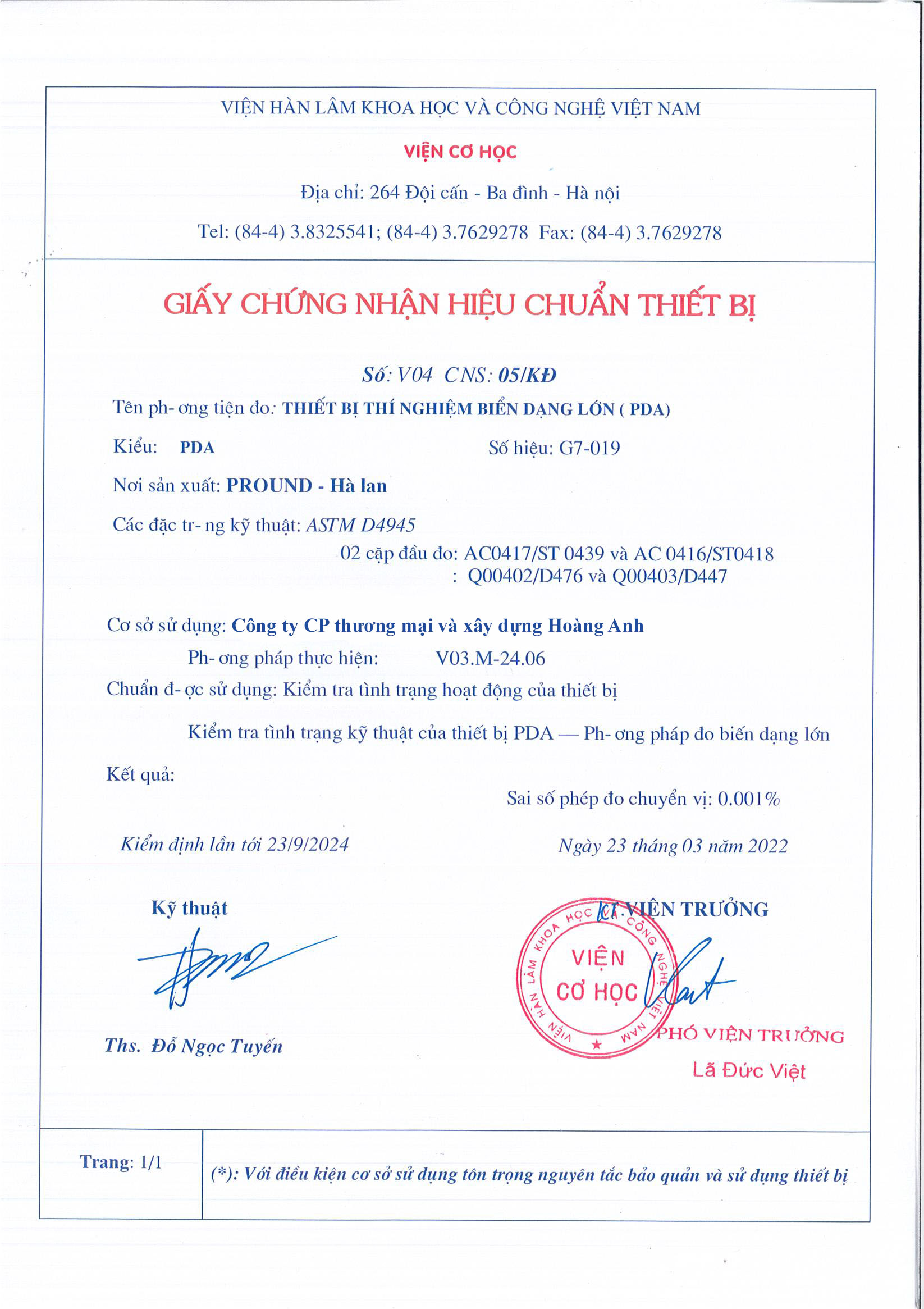 THIẾT BỊ THÍ NGHIỆM BIẾN DẠNG LỚN PDA (Hà Lan)